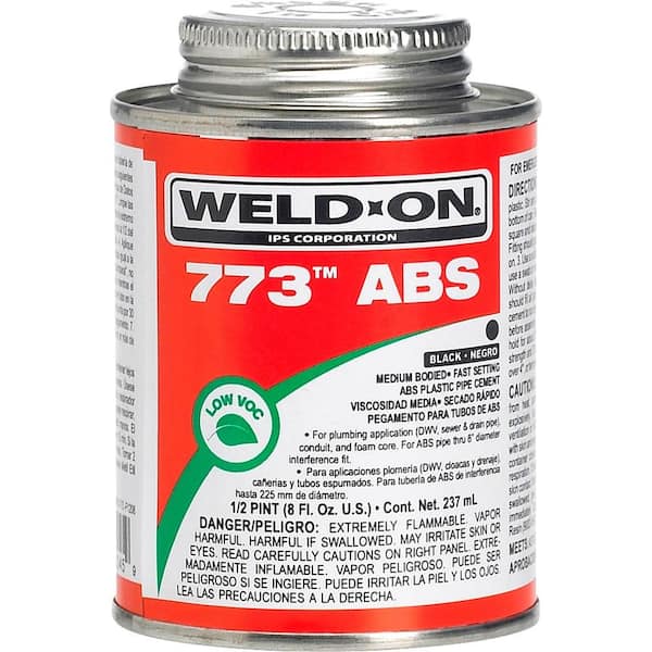 Weld-On 773 ABS Solvent Cement, Black, Low VOC, High Strength, Medium Bodied, Fast Setting, 1/2 Pint (8 oz.)