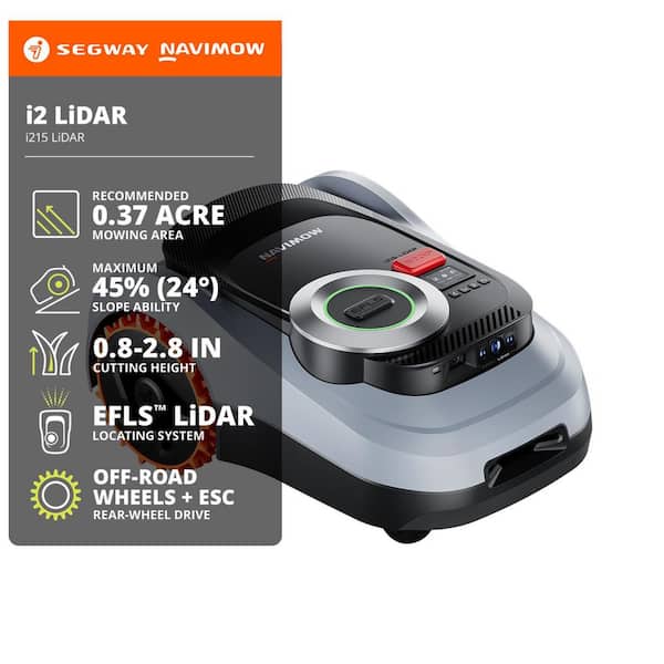 i215 8.6 in. Robot Lawn Mower (1/2 Acre) LiDAR + Vision, Auto Mapping, App Control, Multi-Zone, AI Obstacle Avoidance