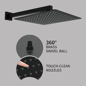 2-Spray Patterns with 12 in Wall Mount High Pressure Shower Faucet with Hand Shower in Matte Black(Valve Included)