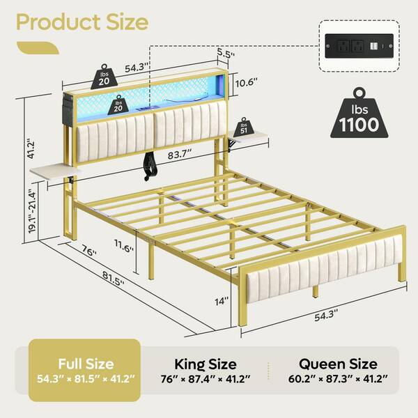 公式通販サイト - ファッション 通販 Bestier LED Bed Platform Size Full Frame Metal White ラケット