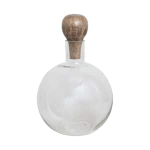 48 oz. Glass Decanter with Mango Wood Stopper and Spherical Base