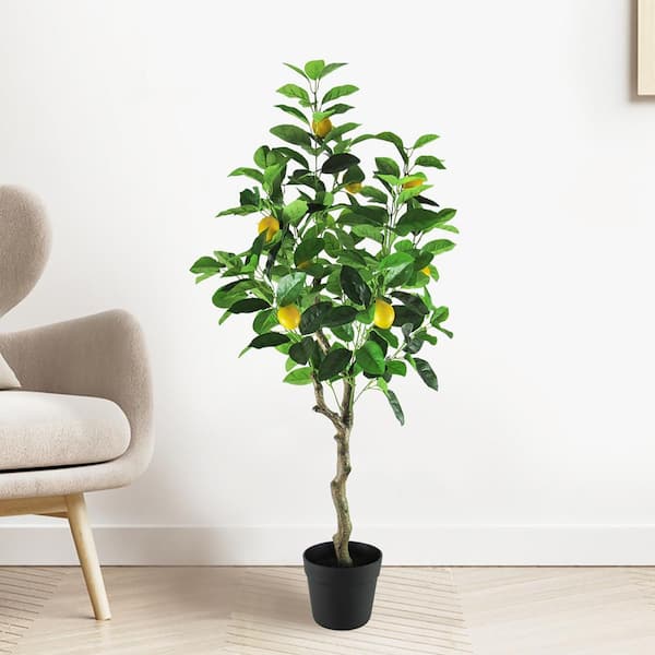 LIVING LUXURY 3.5 ft. Real Touch Artificial Lemon Tree in Pot