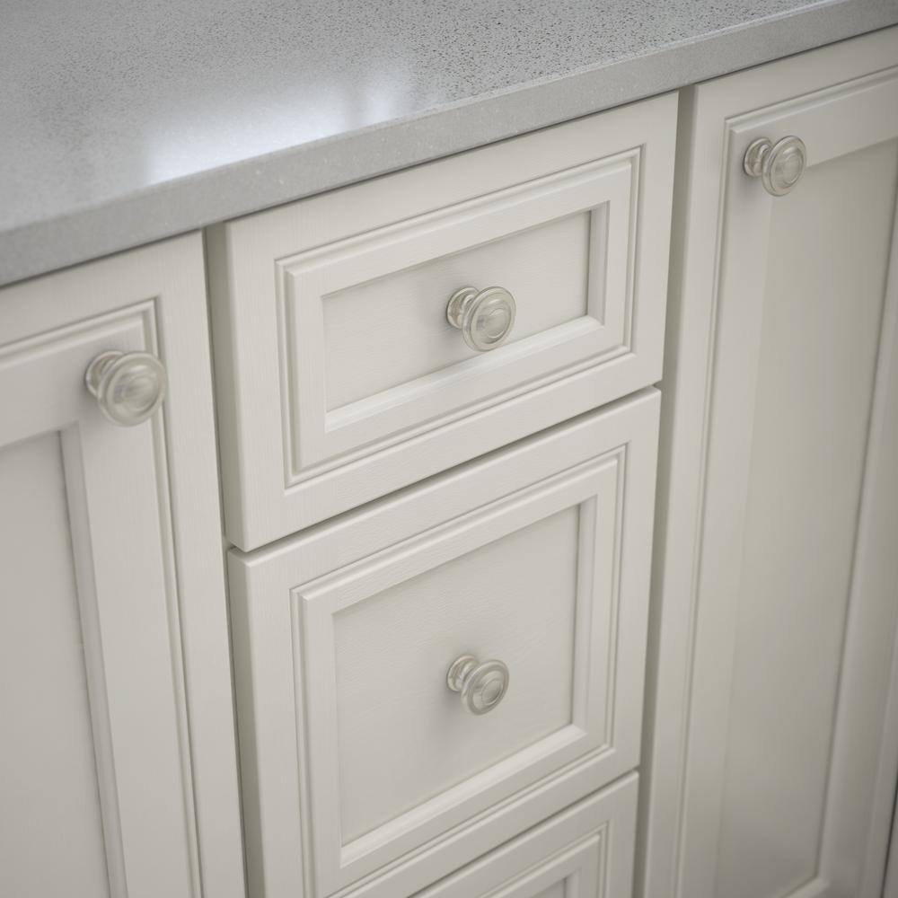 Satin Nickel Round Cabinet Knob with Mounting Hardware