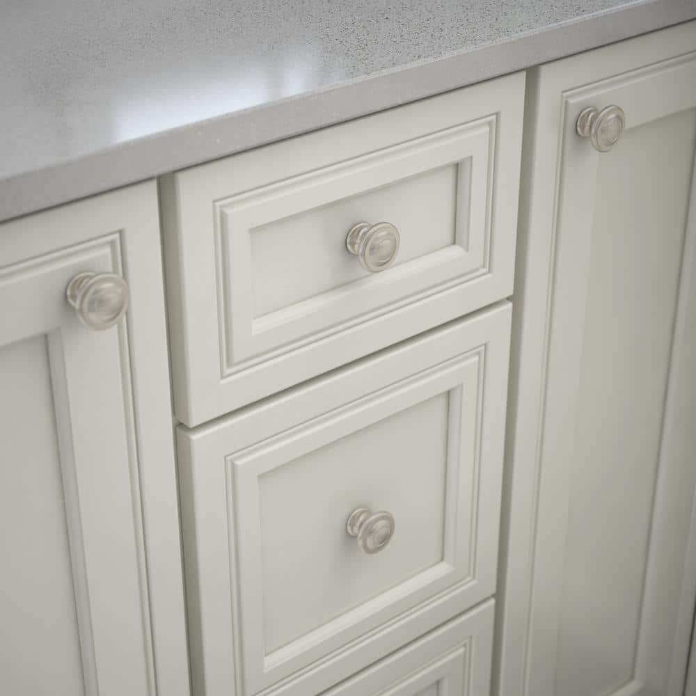 Satin Nickel Round Cabinet Knob with Mounting Hardware