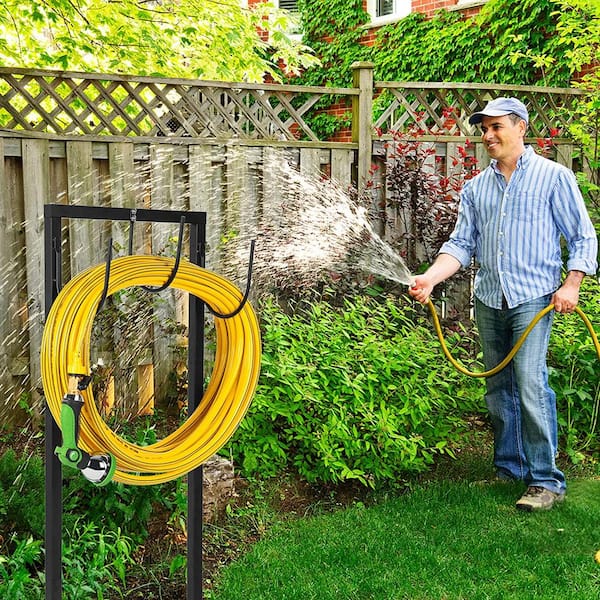 Cubilan - Garden Hose Holder Freestanding Thicker Metal Hose Stand Securely Hold Hose 3/4 in. x 100 ft.