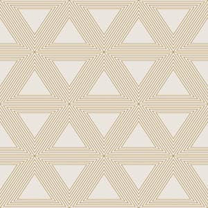 White and Gold Geometric Triangle Peel and Stick Non-Woven Wallpaper