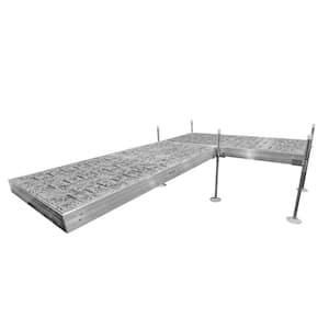 12 ft. L-Shaped Boat Dock System with Aluminum Frame and Thermoplastic Terrazzo Decking