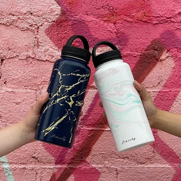 Your Zone 14 fl oz Stainless Steel Double Wall Insulated Water Bottle, Wide  Mouth Straw Lid, Pink Ombre