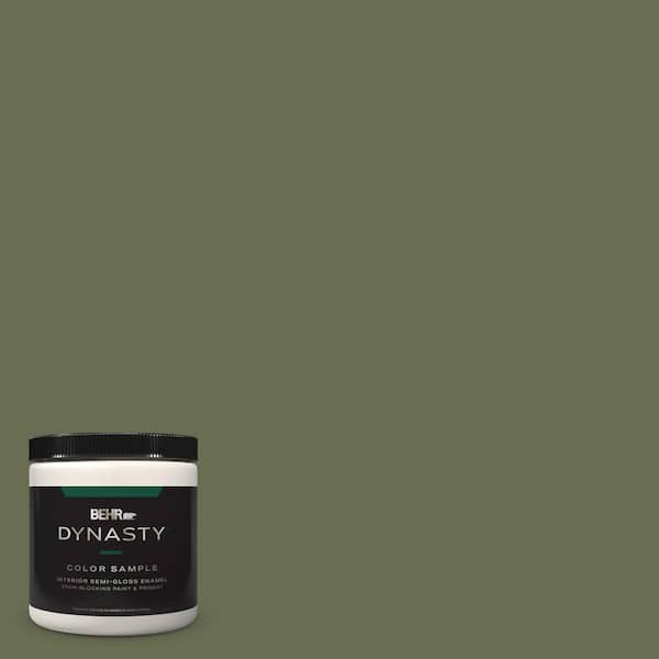 BEHR DYNASTY 8 oz. #S380-7 Global Green Semi-Gloss Enamel Stain-Blocking Interior/Exterior Paint and Primer Sample