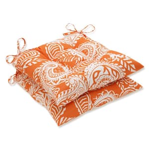 Paisley 19 in. x 18.5 in. 2-Piece Outdoor Dining Chair Cushion Orange/Ivory Addie