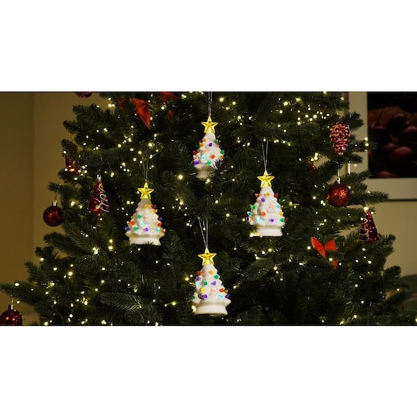 Mr. Christmas 5.5 in. Nostalgic Trees in White (Set of 4)