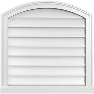 26 in. x 26 in. Arch Top Surface Mount PVC Gable Vent: Functional with Brickmould Sill Frame