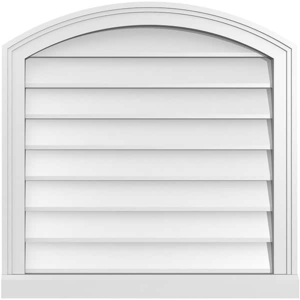 Ekena Millwork 26 in. x 26 in. Arch Top Surface Mount PVC Gable Vent: Functional with Brickmould Sill Frame