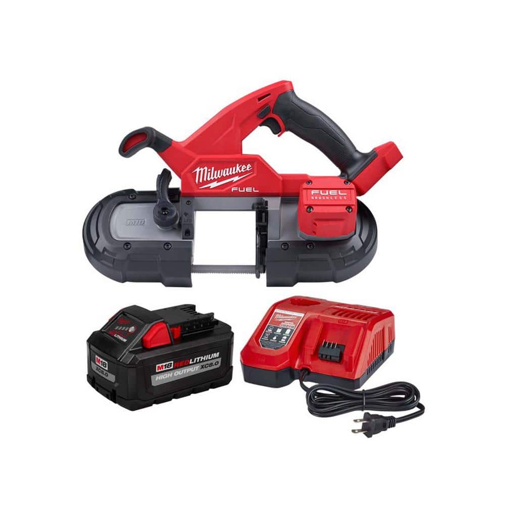 Milwaukee M18 FUEL 18-Volt Lithium-Ion Brushless Cordless Compact Bandsaw  with 8.0 Ah Starter Kit 2829-20-48-59-1880 The Home Depot