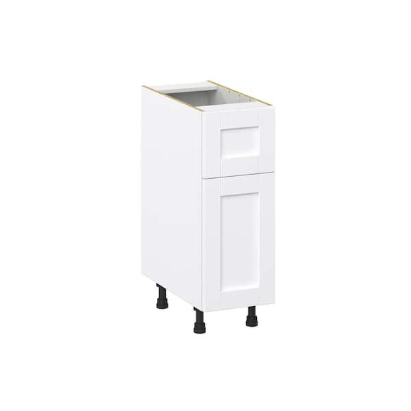Milton 12 in. W x 24 in. D x 34.5 in. H Assembled Shaker Base Kitchen Cabinet in Bright White with 10 in. Drawer