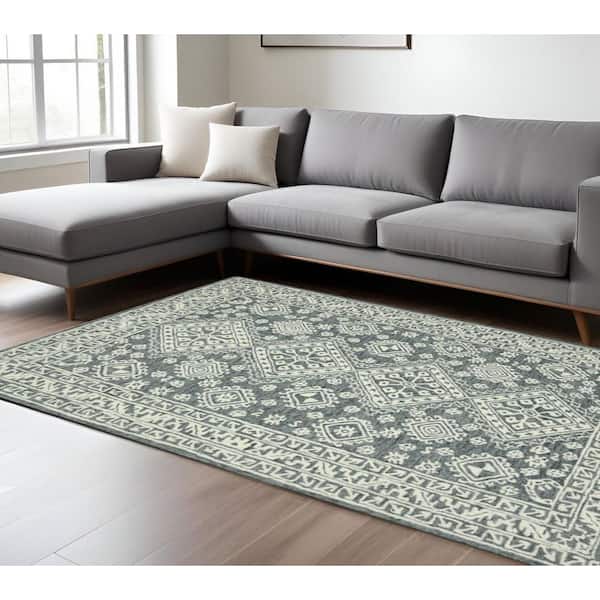 8 ft. x 10 ft. Multi-Colored Wool Oriental Hand Hooked Area Rug