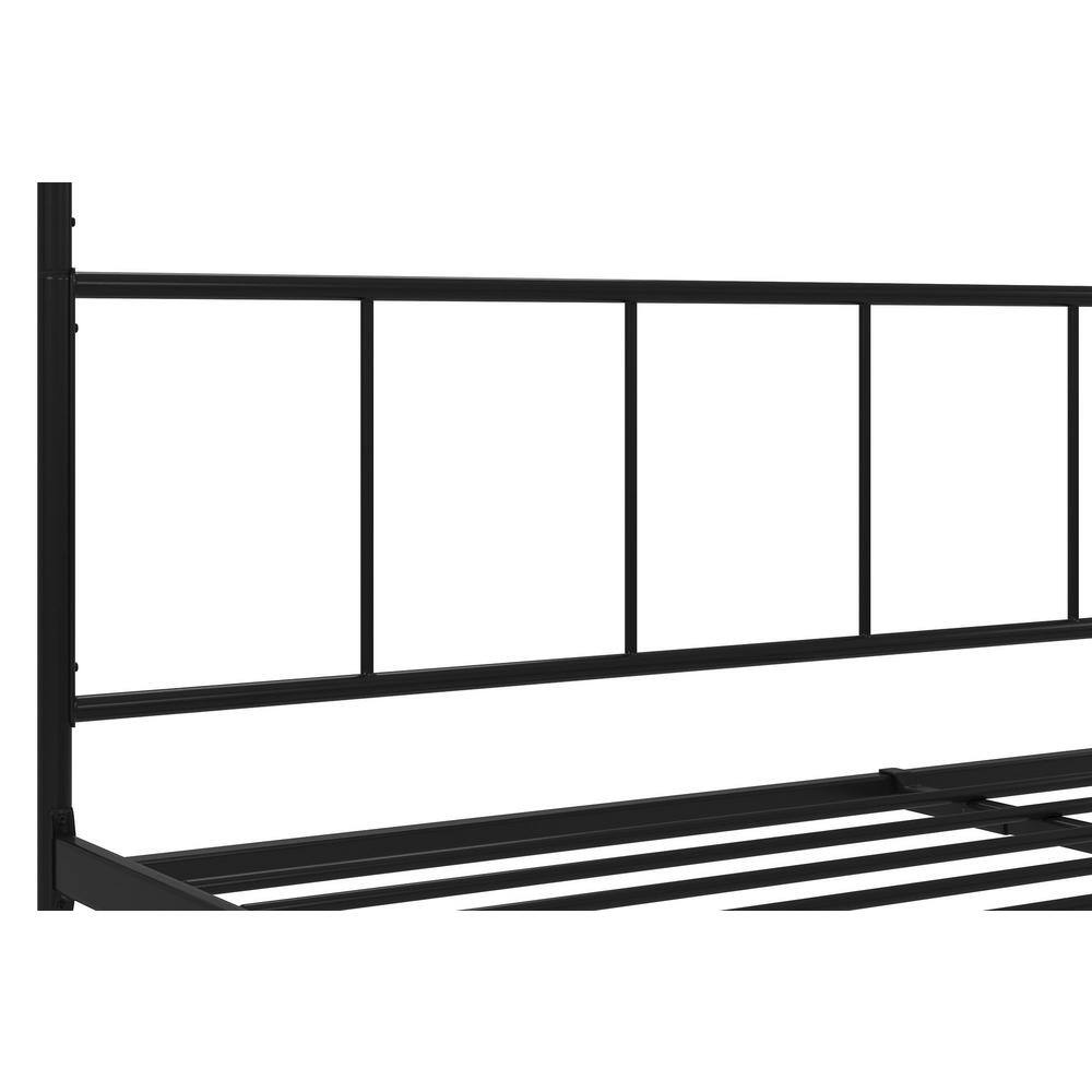 Marion King-Sized Black Metal Frame Canopy Bed with Headboard