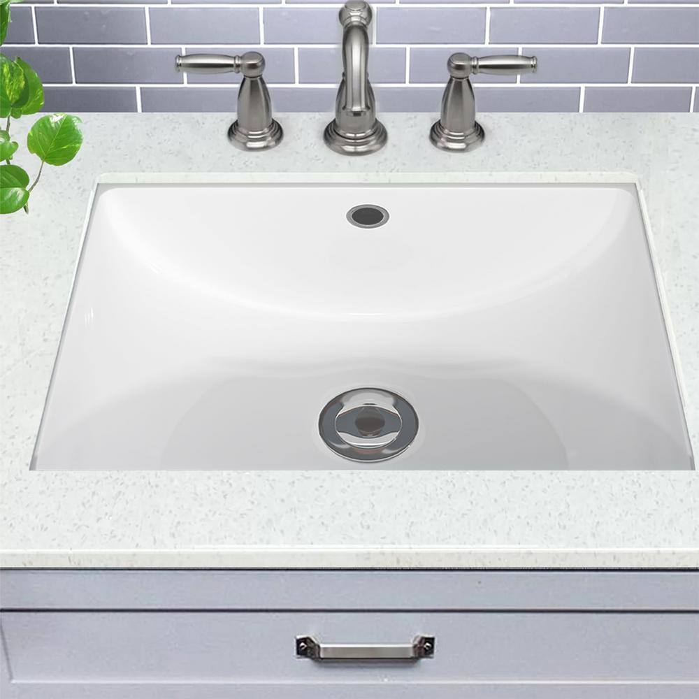 18.5" x 14" White Ceramic Rectangular Undermount Bathroom Sink