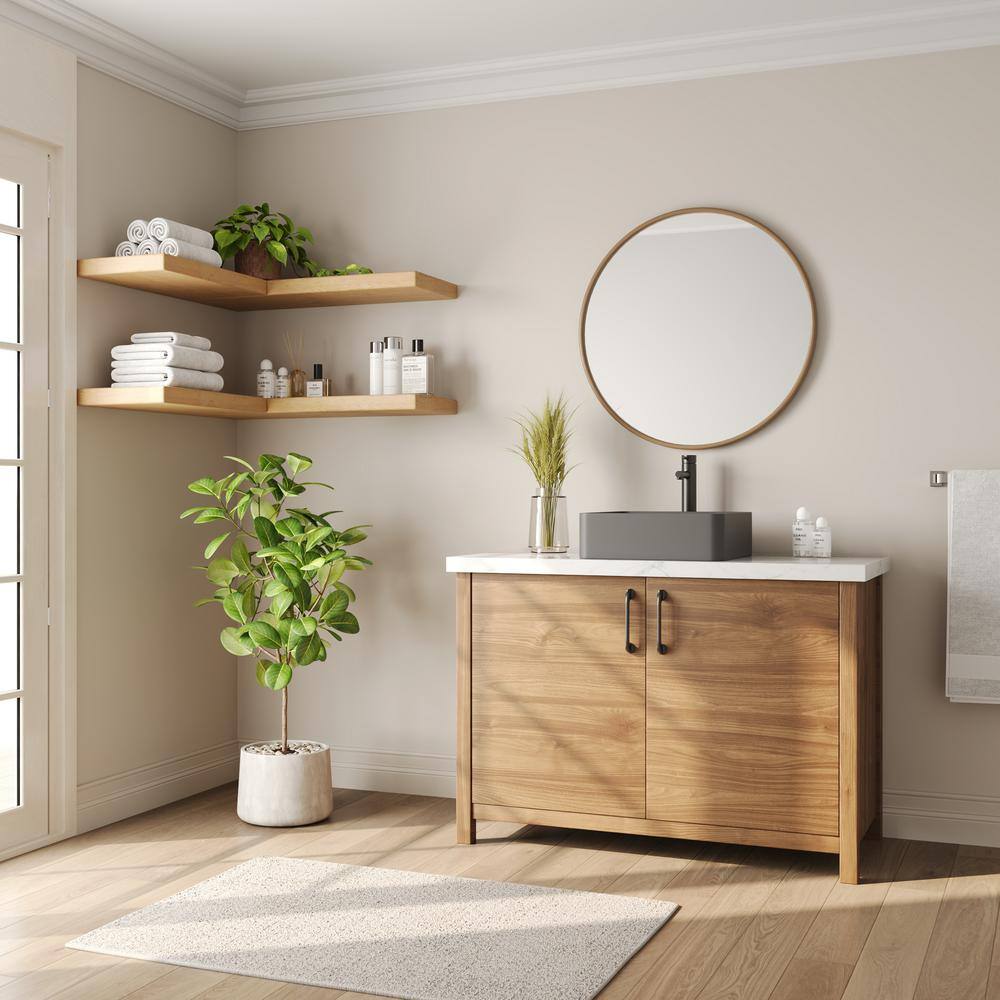 Black Square Concrete Above-Counter Vessel Bathroom Sink