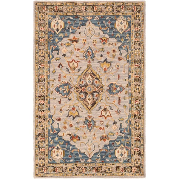 Livabliss Artemis Dark Blue Medallion 5 ft. x 8 ft. Indoor Area Rug