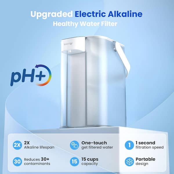 Alkaline Electric Water Filter Pitcher,NSF/ANSI 42, 200-Gallon, 5X Times Long-Life,Extra EDFA-3 Water Filter