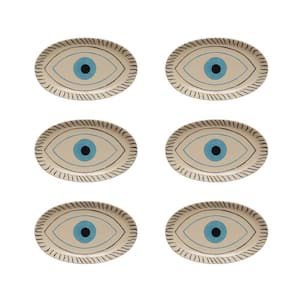 11.62 in. Multi-Colored Stoneware Oval Platter with Eye Design (Set of 6)