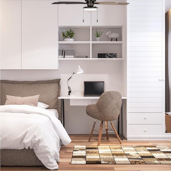 Colton 52 in. Indoor Flat Bronze Low Profile Ceiling Fan with Light Kit and Bright White LED Bulbs Included