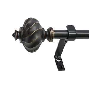 Ribbed Knob 48 in. - 86 in. Adjustable Curtain Rod 5/8 in. in Black Oil with Finial