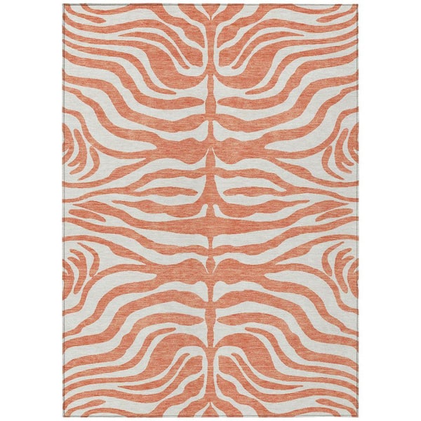 Chantille Machine Washable Indoor/Outdoor Abstract ACN1042 Coral 8 ft. x 10 ft. Area Rug