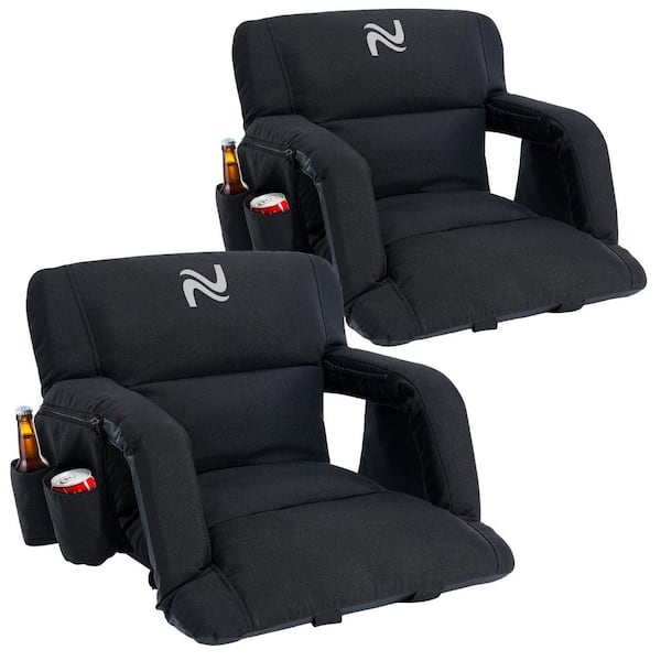 2 Pack Wide Stadium Seats with Back Support and Cushion Bleacher Seat Portable 6 Reclining Positions Stadium Chair