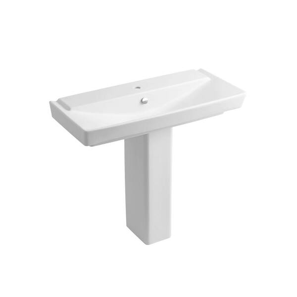 KOHLER Reve 39 in. Pedestal Bathroom Sink Combo in Honed White
