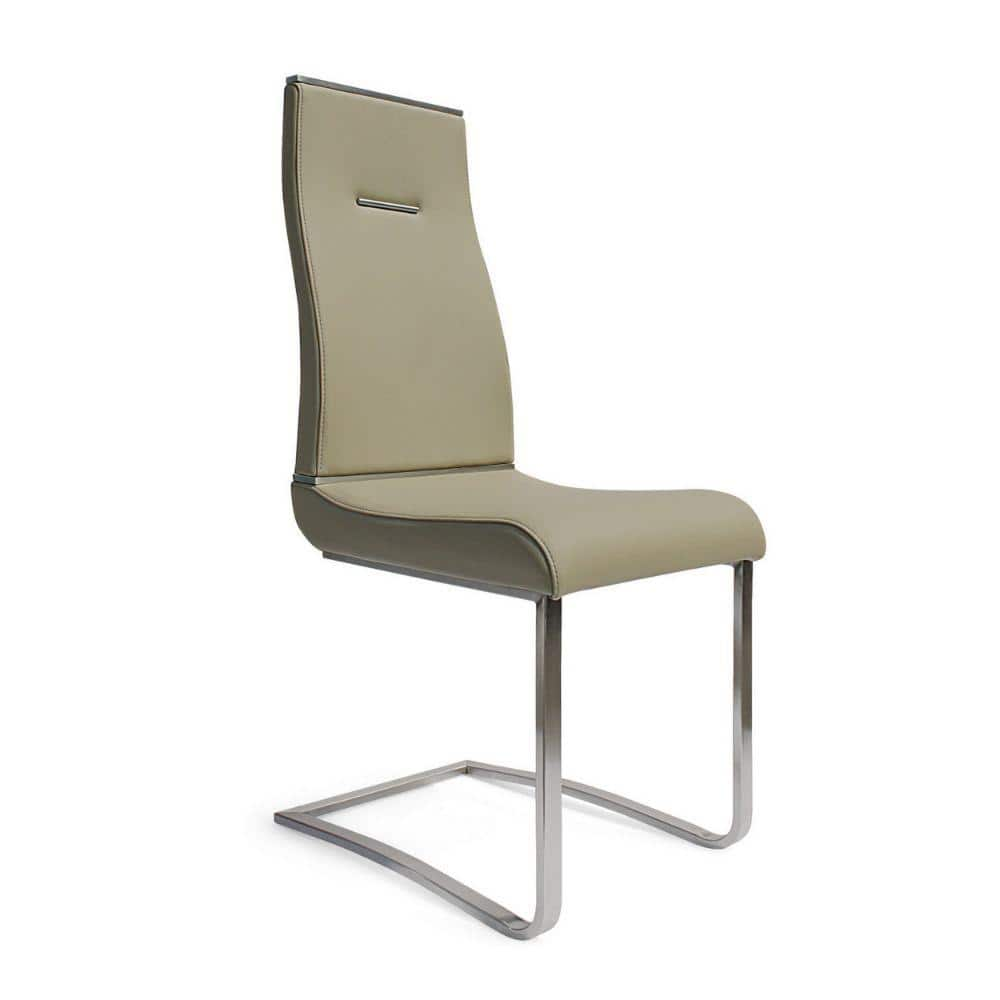 Benjara Beige Vegan Faux Leather Steel Base Dining Chair BM288163 - The ...