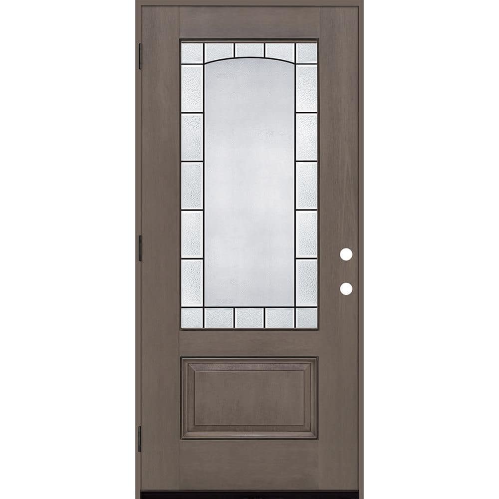 Regency 36 in. x 80 in. 3/4L Empire Decorative Glass RHOS Ashwood Fiberglass Prehung Front Door with 4-9/16 Jamb price history on PriceWatchPro