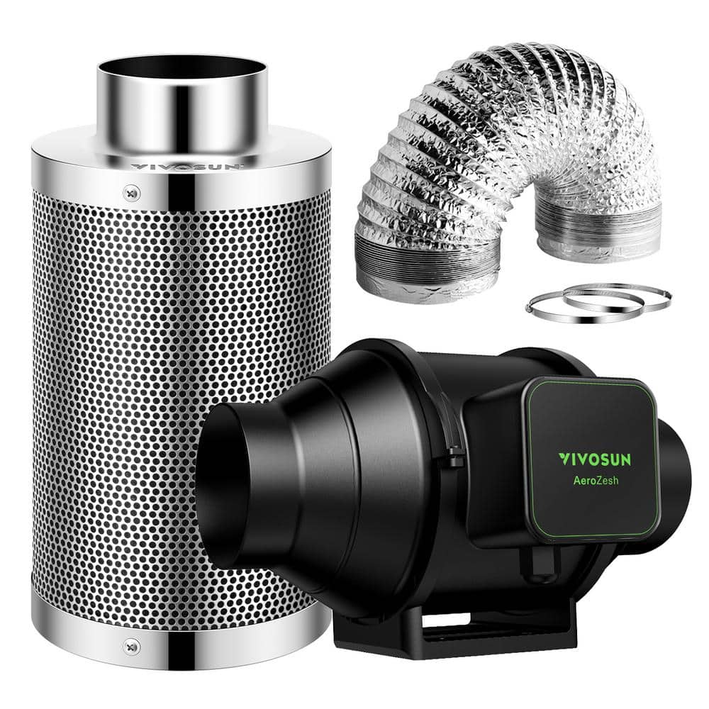 VIVOSUN AeroZesh 4 in. 208 CFM Smart Inline Duct Fan Kit