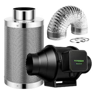 AeroZesh 4 in. 208 CFM Smart Inline Duct Fan Kit with Carbon Filter and Ducting