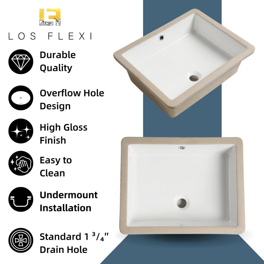 20-Inch White Gloss Ceramic Undermount Bathroom Sink