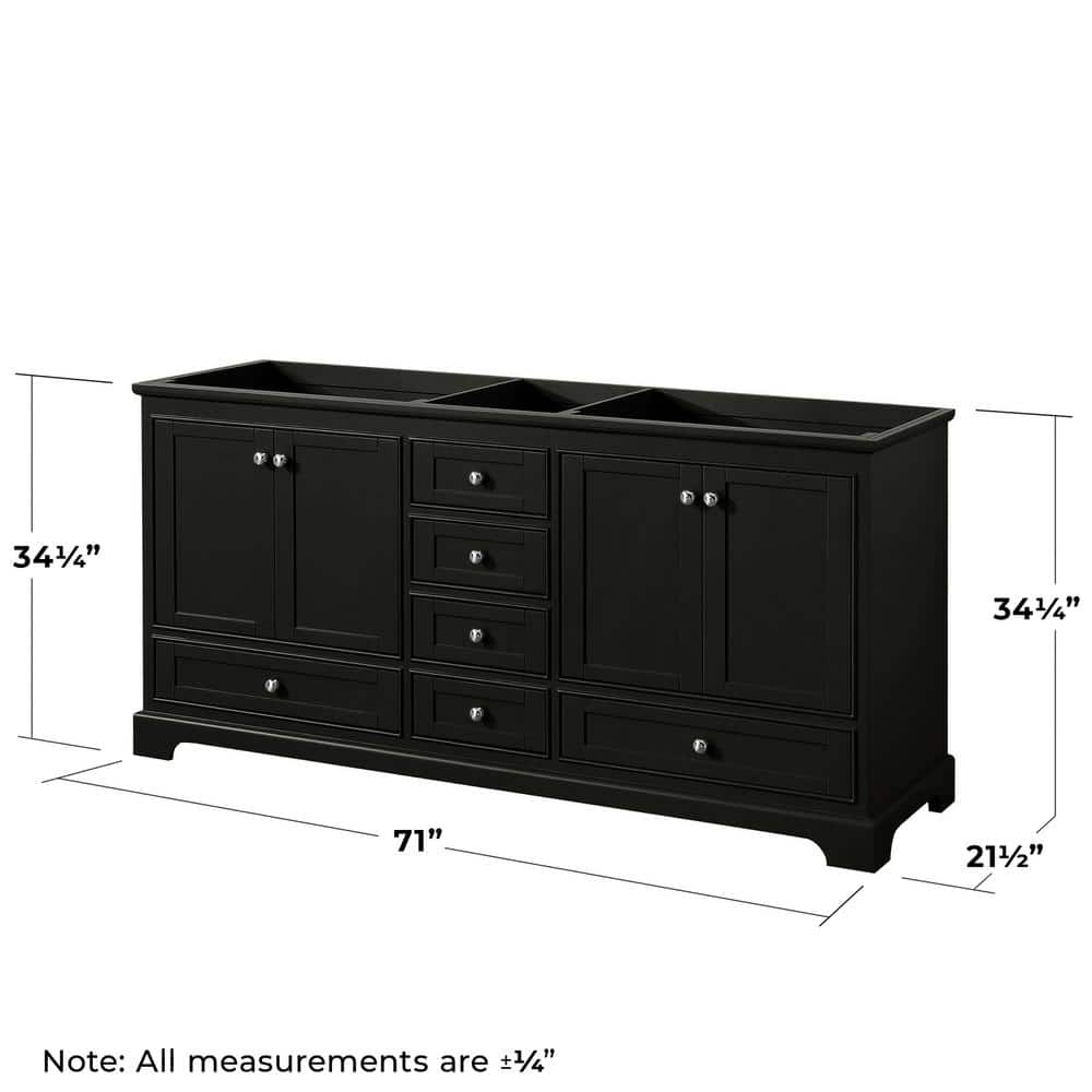 Deborah 71" Dark Espresso Double Bathroom Vanity with Polished Chrome Trim