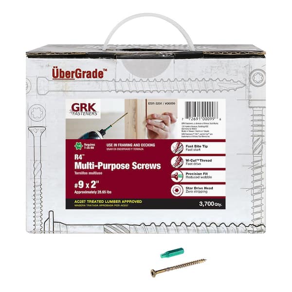 GRK Fasteners #9 x 2 in. Star Drive Bugle Head R4 Multi-Purpose Wood Screw (3,700-Pack)