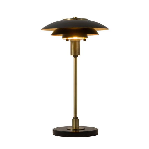 NOVA of California Rancho Mirage 24 in. Matte Black LED Table Lamp for Living Room with Black Metal Shade