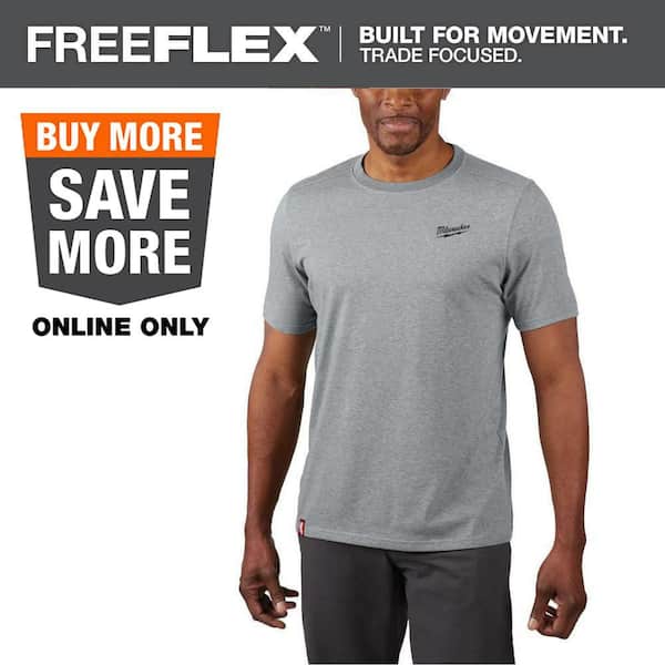 Men's Large Gray Cotton/Polyester Short-Sleeve Hybrid Work T-Shirt