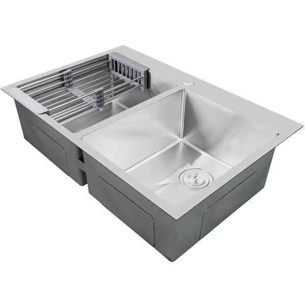 AKDY Handmade All-in-One Drop-in Stainless Steel 33 in. x 22