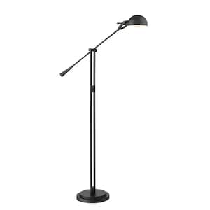 Grammercy Park 82.5 in. Matte Black 1-Light Dimmable Floor Lamp with Matte Black  Steel Shade