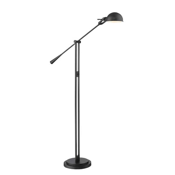 Unbranded Grammercy Park 82.5 in. Matte Black 1-Light Dimmable Floor Lamp with Matte Black  Steel Shade