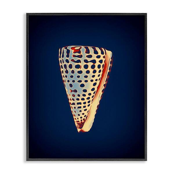 Cone Shell on Blue by Graffi tee Studios Black Framed Coastal Giclee Art Print 14 in. x 11 in.