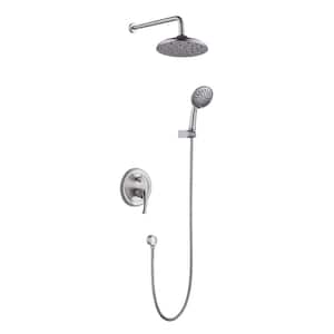 3-Spray Wall Mount Handheld Shower Head 360° Rotating Shower Head 1.8 GPM Anti-scald Valve in Brushed Nickel