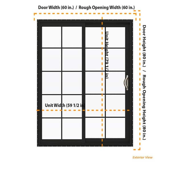 JELD-WEN FiniShield V-2500 60-in x 80-in 4-9/16-in Low-e Argon Bronze Vinyl Sliding Left-Hand Sliding Double Patio Door Screen Included