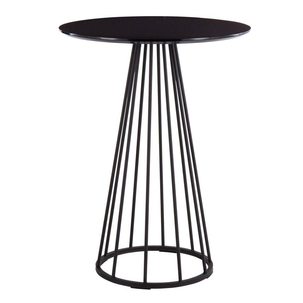 Lumisource Canary 27 In. Round Black Wood & Black Steel Counter Table 