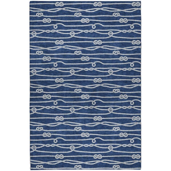 Dream Shag Premium Machine Washable Abstract ADS152 Navy 9 ft. x 12 ft. Area Rug