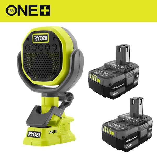 ONE+ 18V Lithium-Ion 4.0 Ah Battery (2-Pack) with FREE 18V ONE+ Cordless Clamp Speaker