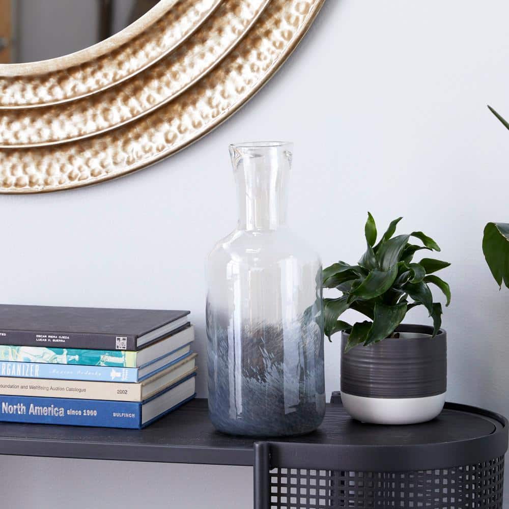 Gray Ombre Glass Coastal Table Vase, 13.2"